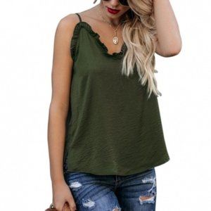 VNeck Ruffle Adjustable Spaghetti Strap